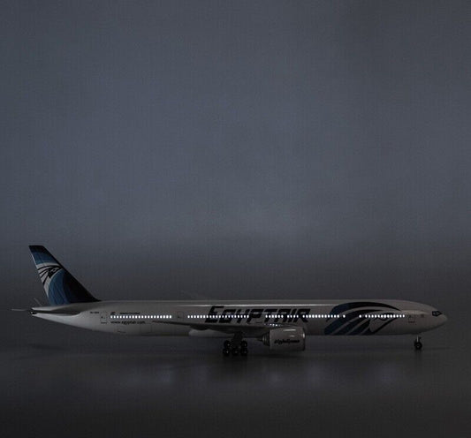 47CM EGYPTAIR B777-300ER Passenger Plane Led Sound- controlled Light Resin Model