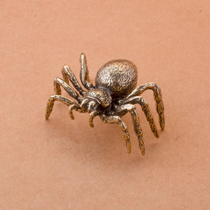 Solid Brass Spider Ornament, Vintage Antique Small Copper Tea Pet Ornament