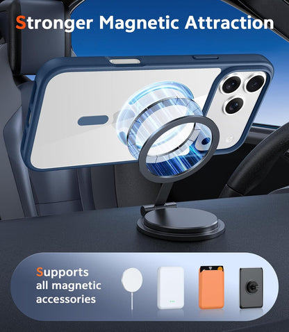 for Iphone 17 Pro-Max Case: Clear Magnetic Phone Cases with Screen Protector Com