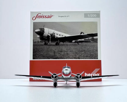 1:200 Herpa SWISS AIR LINES Douglas DC-3 Aircraft Plane Diecast Airplane Model