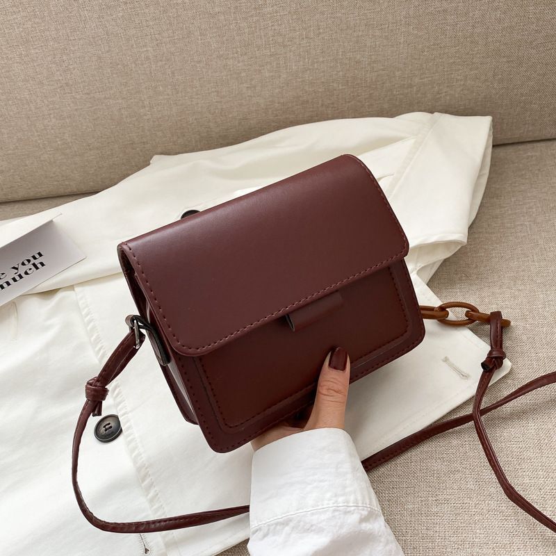 Small Crossbody Bag Lightweight Synthetic Leather Messenger Flap Handbag Purse
