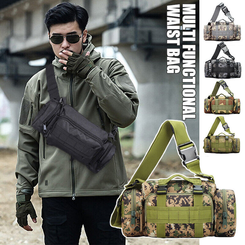 Men's Military Tactical Waist Bag Outdoor Camping Shoulder Chest Bag Fanny Pack