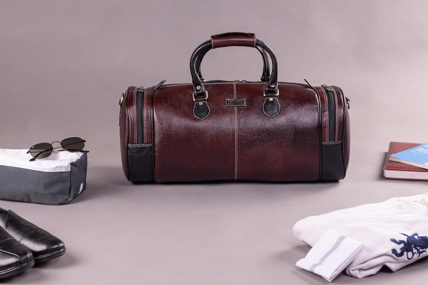 Genuine Leather Travel Duffel Bag Weekend Luggage Leather Duffle Bag