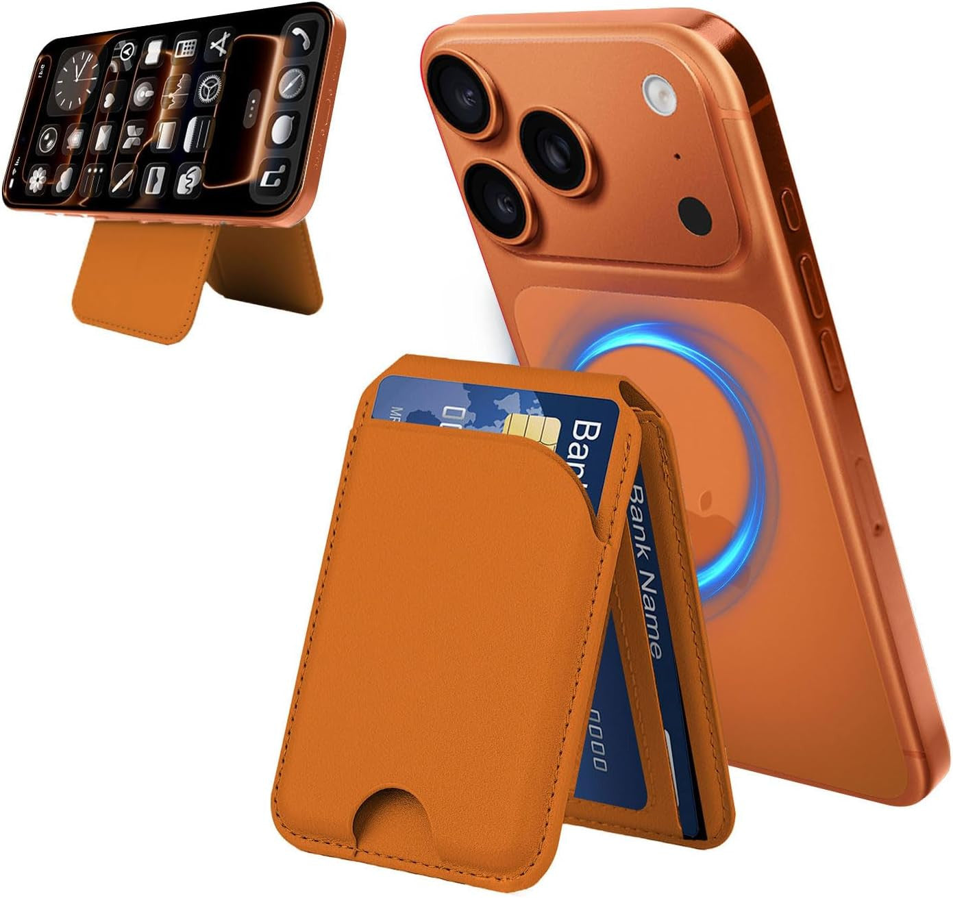For Magsafe Wallet，Leather Magnetic Wallet for Phone with Adjustable Stand，5 Mag