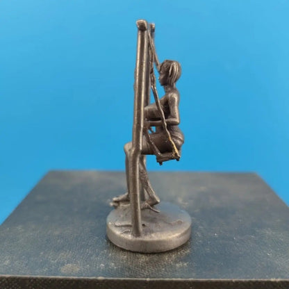 62mm Chinese Bronze Casting Mini Girl Swing Statue Figure Tea Pet Decoration