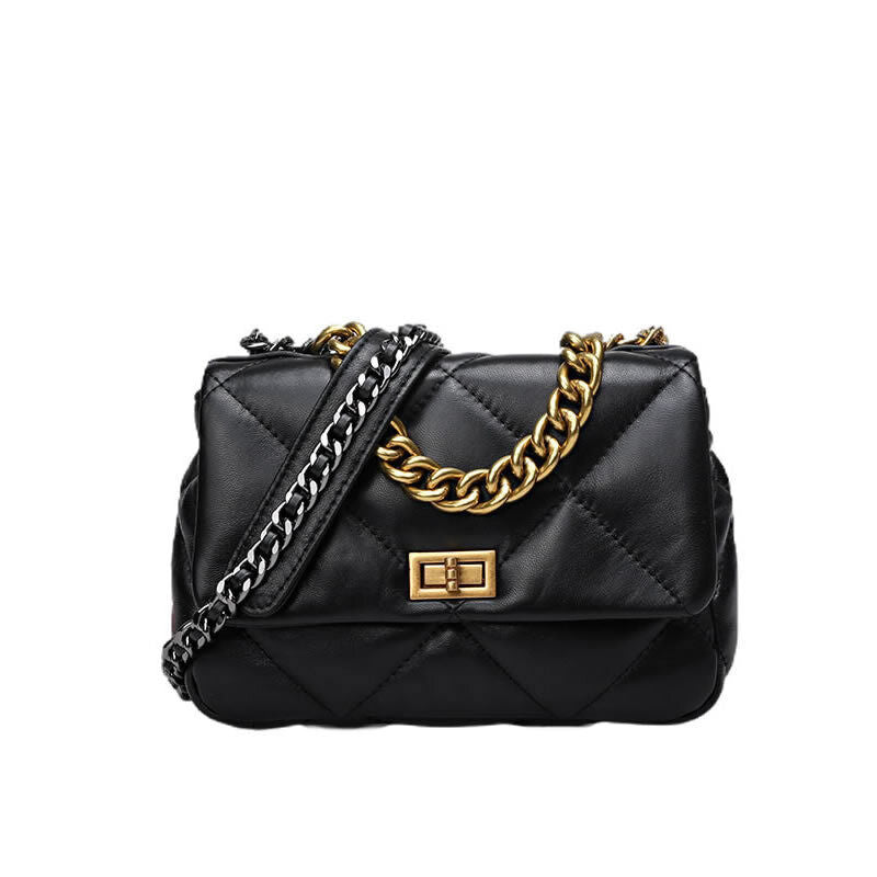 Mini Quilted Sheepskin Leather Small Flap Purse Shoulder Bag Tote Clutch Chains