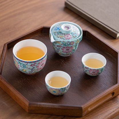 Jingdezhen Porcelain Tea Set With Portable Bag Ceramic Tea Pot Matching Tea Cups