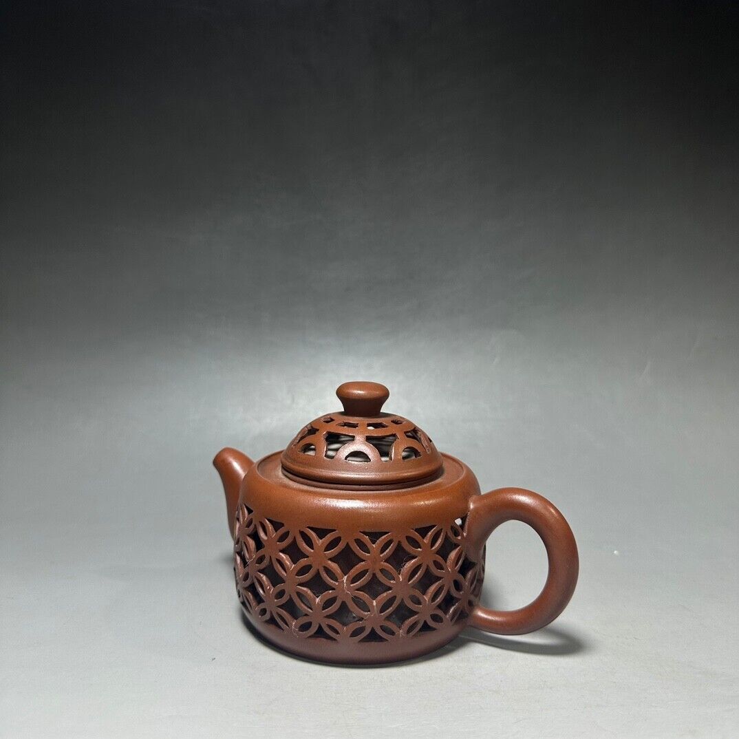 Chinese Yixing Zisha Clay Handmade Exquisite Teapot（镂空 底款：福记（清）