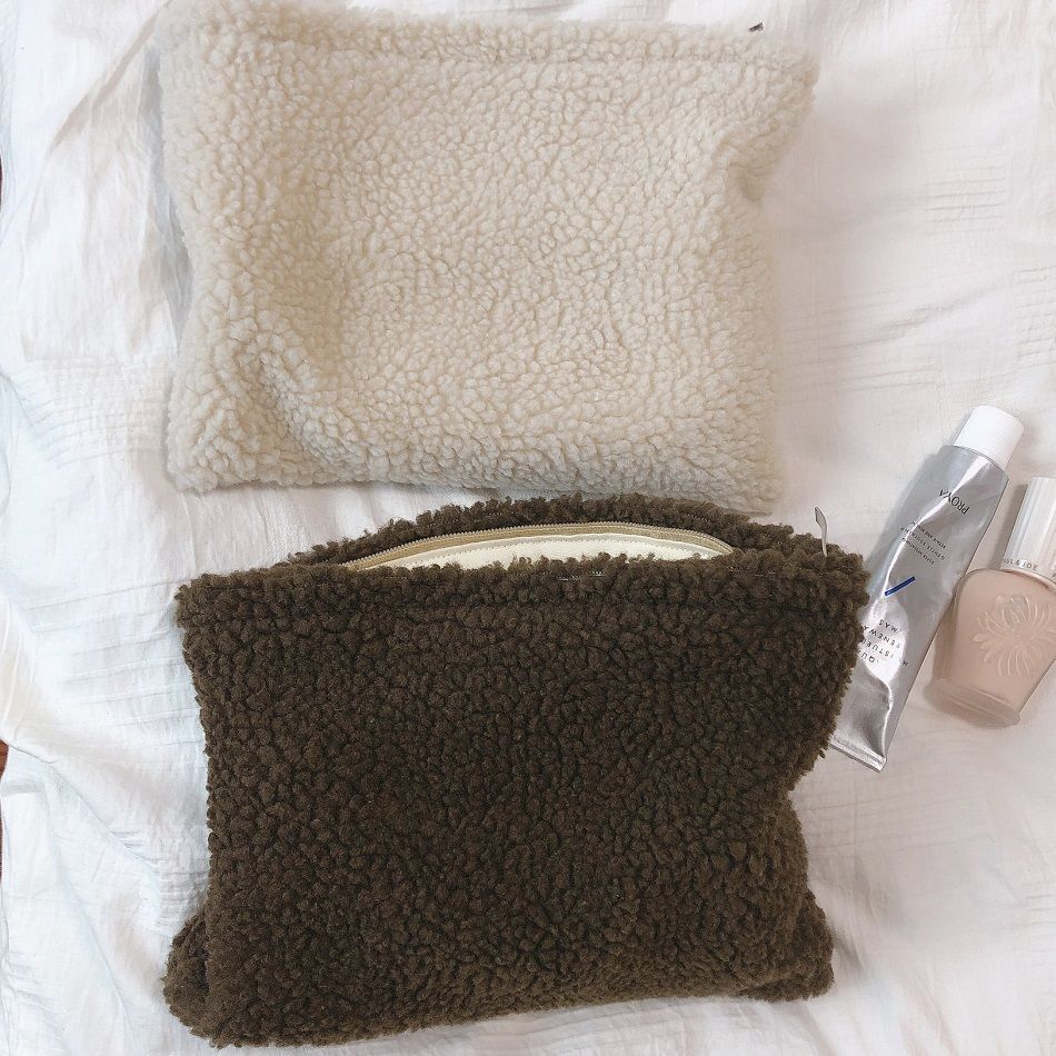 Plush Pencil Case Cosmetic Makeup Pouch Bag Soft Travel Toiletry Bag Organizer