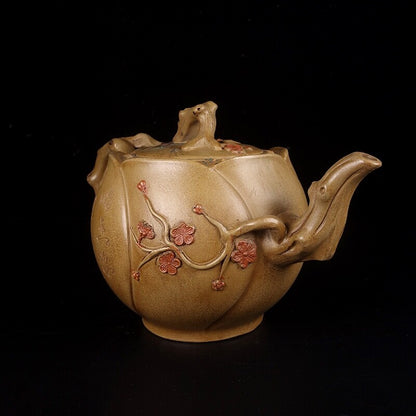 China old Yixing Clay Teapot Handcarved Red plum pots Purple sand Teapot