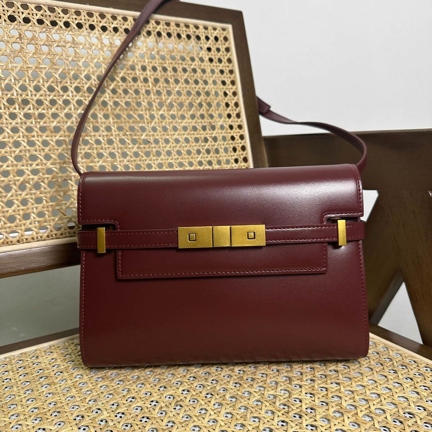Real Leather Flap Small Purse Briefcase Handbag Shoulder Bag Clutch Fashion