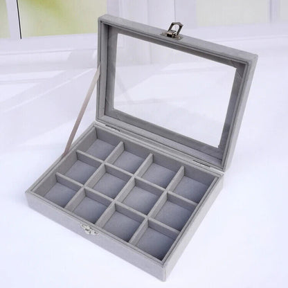 Jewelry Storage Box Velvet Flannel Cover Bracelet Necklace Organizer 21x12.3x5cm