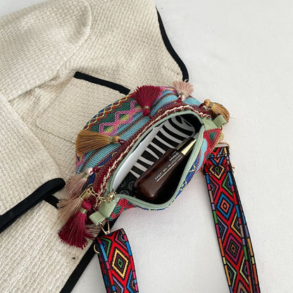 Tassel Braided Crossbody Shoulder Bag Fanny Pack Ethnic Style Traveling Storage