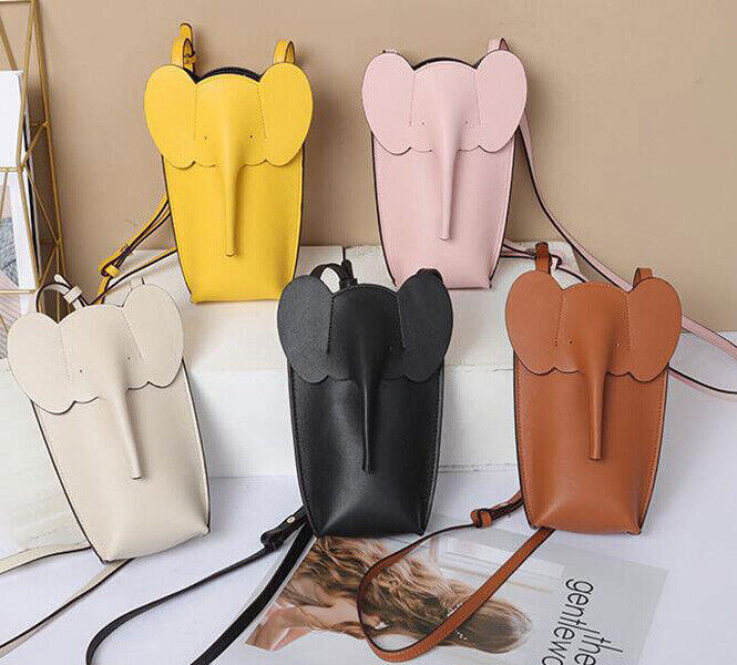 Women Fashion Genuine Leather Crossbody Shoulder Bag Elephant Pocket Phone Pouch
