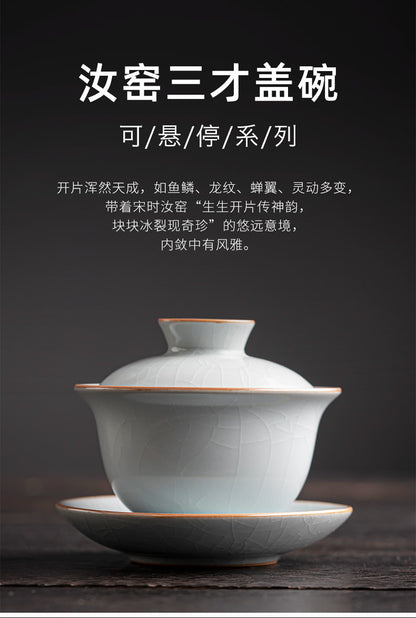 Rukiln Cover Bowls Teacups Single Tea Bowl for Household Sancai Ceramic Tea Set
