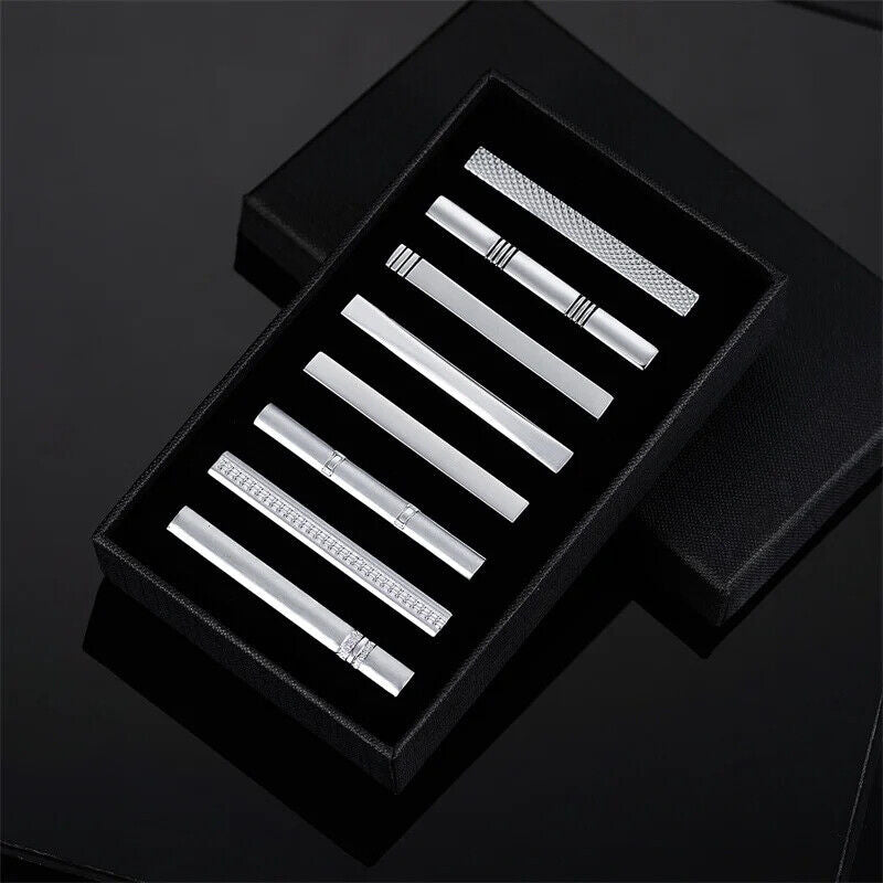 Tie Clips 8Pcs Copper Short Pins Set W/ Gift Box Accessories Men Shirt Cufflinks