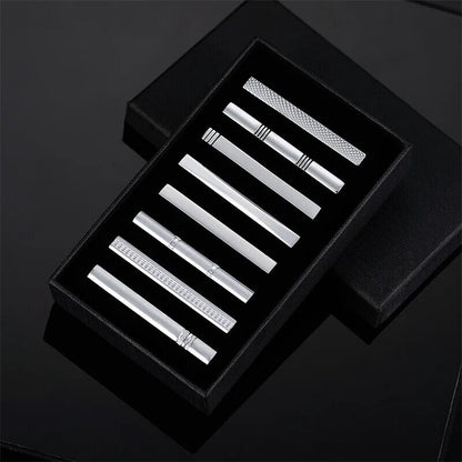 Tie Clips 8Pcs Copper Short Pins Set W/ Gift Box Accessories Men Shirt Cufflinks