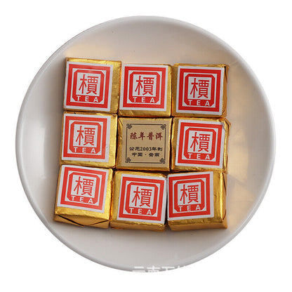 500g Small Gold Tea Brick Mini Tuo Tea Small Square Brick Aged Pu-erh Ripe Tea