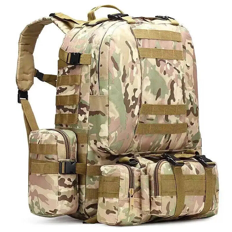 55L Tactical Backpack Sport Bag Outdoor Hiking Climbing Army Rucksack
