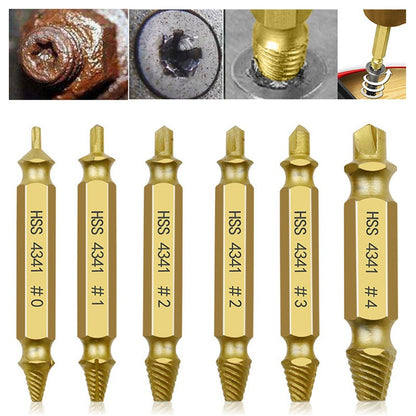 6Pcs Damaged Screw Extractor Drill Bit Stripped Broken Screw Bolt Remover Tool