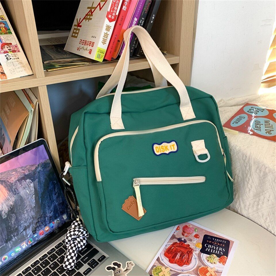 Cute Backpack Student Bag Badge Multifunctional Waterproof Nylon 35*28*12 CM 1PC