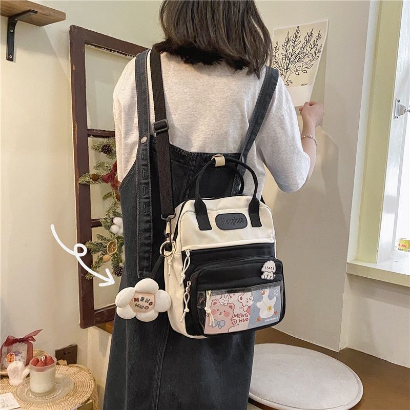 Mini Backpack Waterproof Nylon Small Shoulder Bag Flower Print Travel 24*9*26 CM