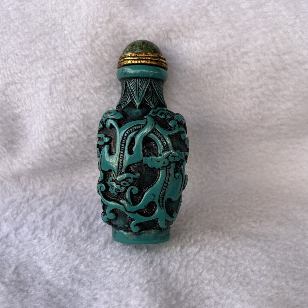 Collection of Chinese Antique Dragon Design Bottles Hand-carved