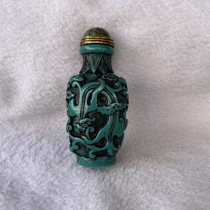 Collection of Chinese Antique Dragon Design Bottles Hand-carved