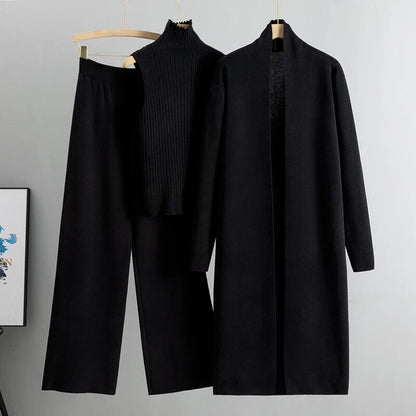 Women Cardigan Tracksuits Pant Set Ladies Sweater Suit Ladies 3 Piece Set