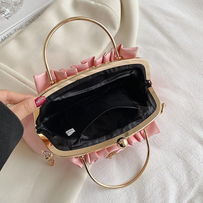 Evening Party Clip Bag Pleated Shoulder Bag Vintage Handbag Luxury Shoulder Bags