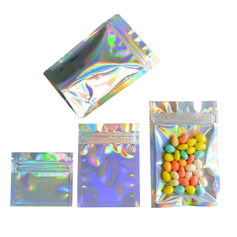 100 pcs Zip lock Bags Hologram Small Zip Lock Plastic Bags
