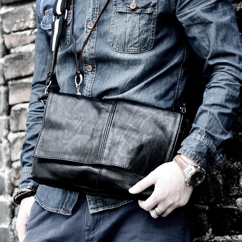 Men's Faux Leather Small Single Shoulder Bag Crossbody Messenger bag Hand Purse