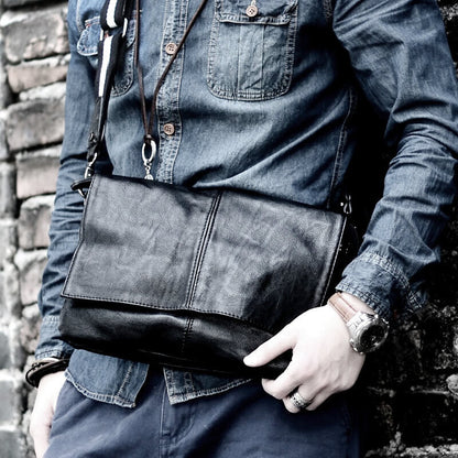 Men's Faux Leather Small Single Shoulder Bag Crossbody Messenger bag Hand Purse
