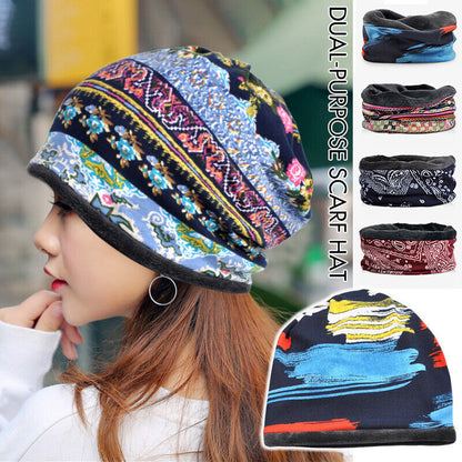 Womens Dual-purpose Boho Scarf Hat Baggy Slouchy Beanie Hat Headwear Chemo Cap