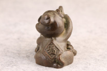 Gift Tea Pet Chinese Bronze Pig Figure Lovely Animal Art Statue Decoration