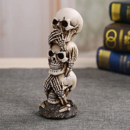 3D Skull Statue Resin Sculptures Decoration Home Desk Fish Tank Ornaments 6x19cm