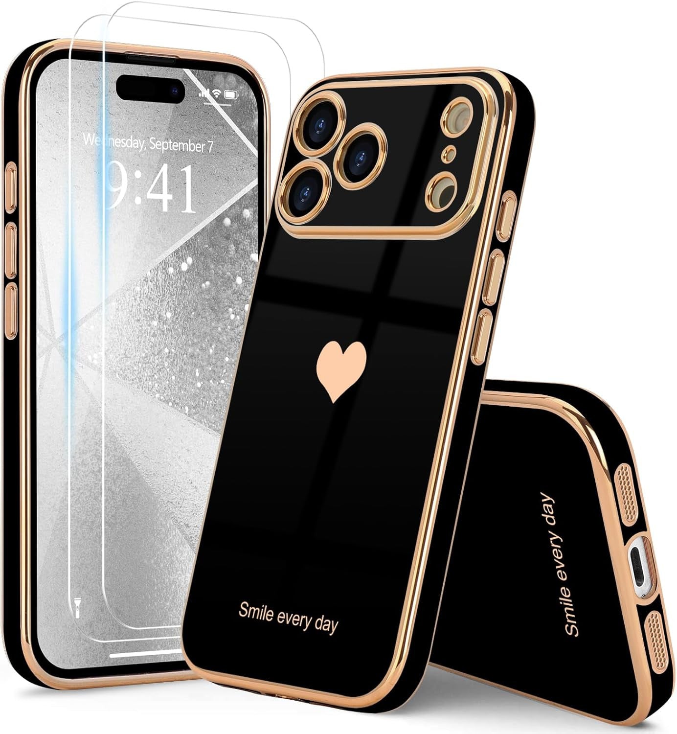 for Iphone 17 Pro Max Case with Screen Protector [2 Pack] Girl Women Cute Girly