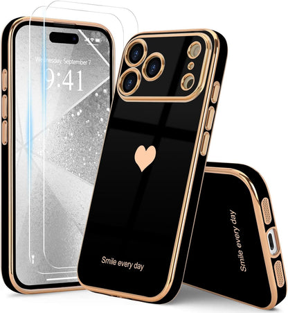 for Iphone 17 Pro Max Case with Screen Protector [2 Pack] Girl Women Cute Girly