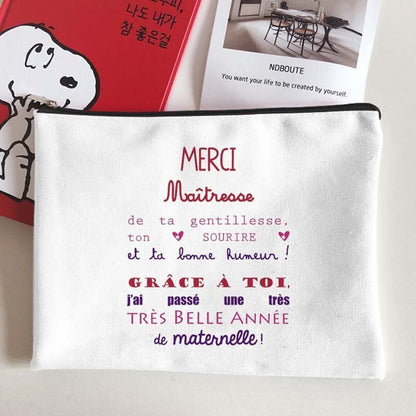 Canvas Makeup Bag White Cosmetic Beauty Organizer Toiletry Storage Pouch Purse