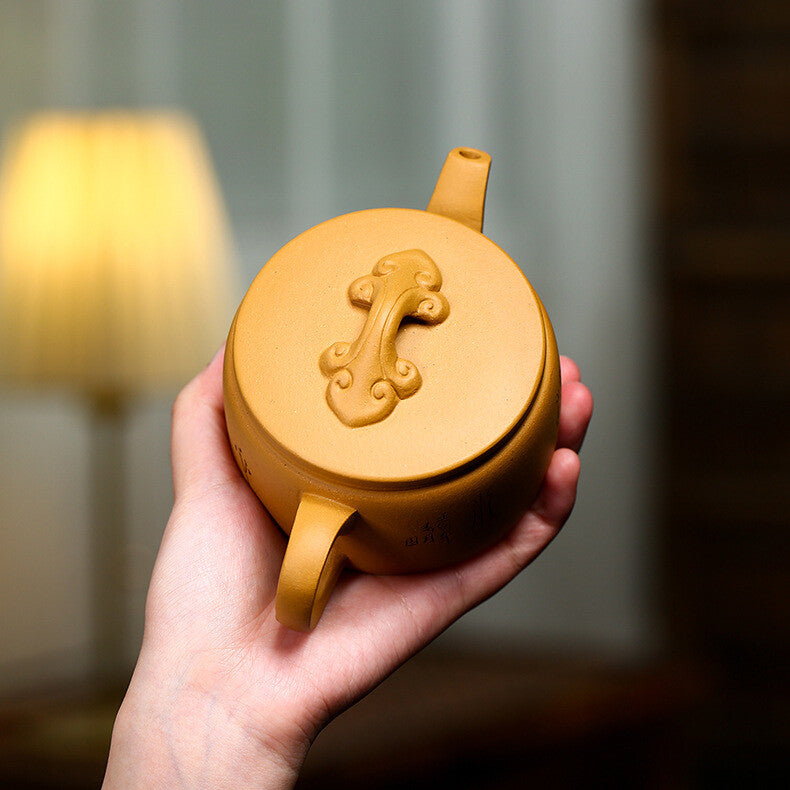 Handmade Tea Pot Bird Branch Carved Big Mouth For Puer Tea Real Yixing Duan Clay