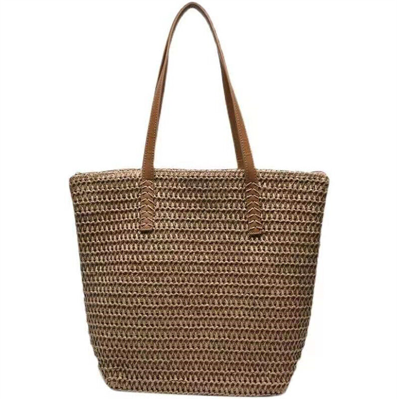 Solid One-shoulder Large Straw Bag Women's Summer Seaside Beach Rattan Bag