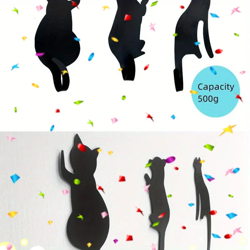 CIFbuy Cute Cat Metal Hooks 3-Pack Adhesive Wall Hanger for Robe Towel