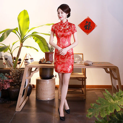 Chinese Traditional Cheongsam Women Silk Dress Prom Qipao Size S to 6XL