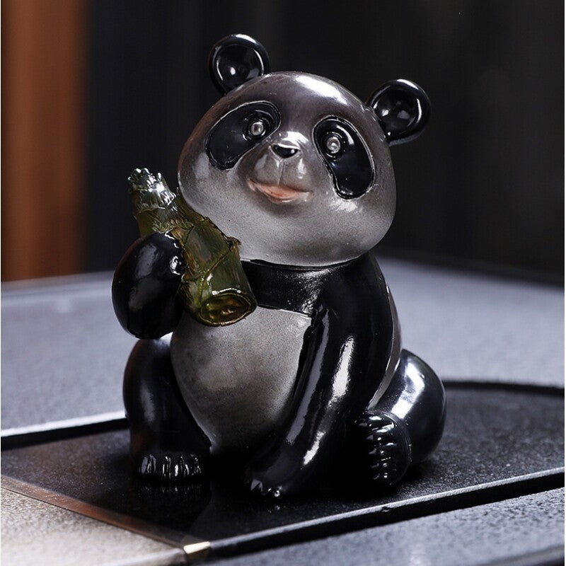 Color Change In Touch Of Hot Water Resin Panda Statue Table Decoration Tea Pet