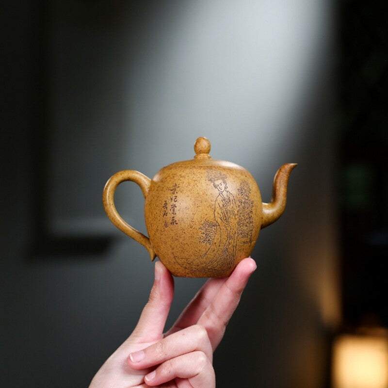 Handmade Tea Pot 9 Infuser Holes Real Yixing Zisha Duan Clay Marked Beauty Carve