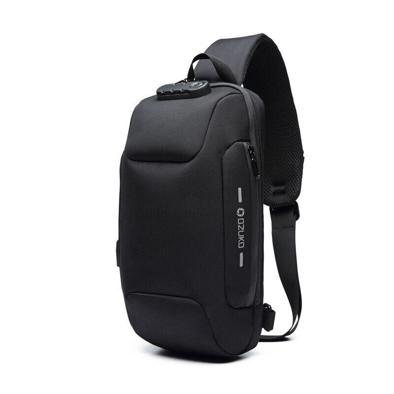 Comb. Lock Charging Port Water Resistant Chest Pack Sling Bag One Strap Backpack