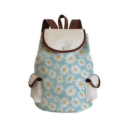 Vintage Drawstring Backpacks Large Practical Portable Linen Shoulders Bags 1 PC