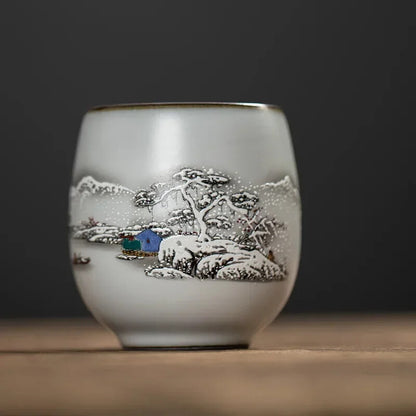 1pc China Ceramic Tea Cup White Porcelain Pottery Teacup