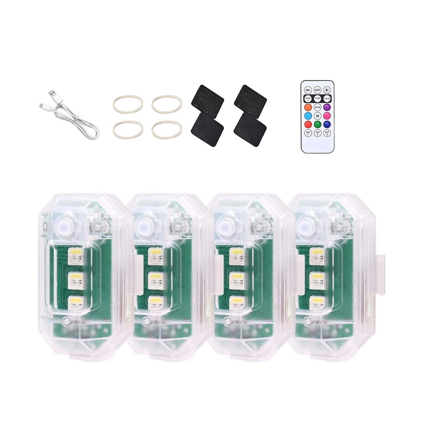 4Pcs Wireless Strobe Light RGB 8 Colors 10 Modes with Remote Control Lights