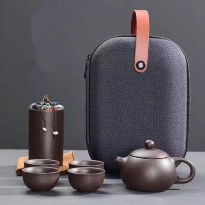 Ceramic Tea Set With Travel Case For Travel Home Outdoor And Office Tea Pot Cups